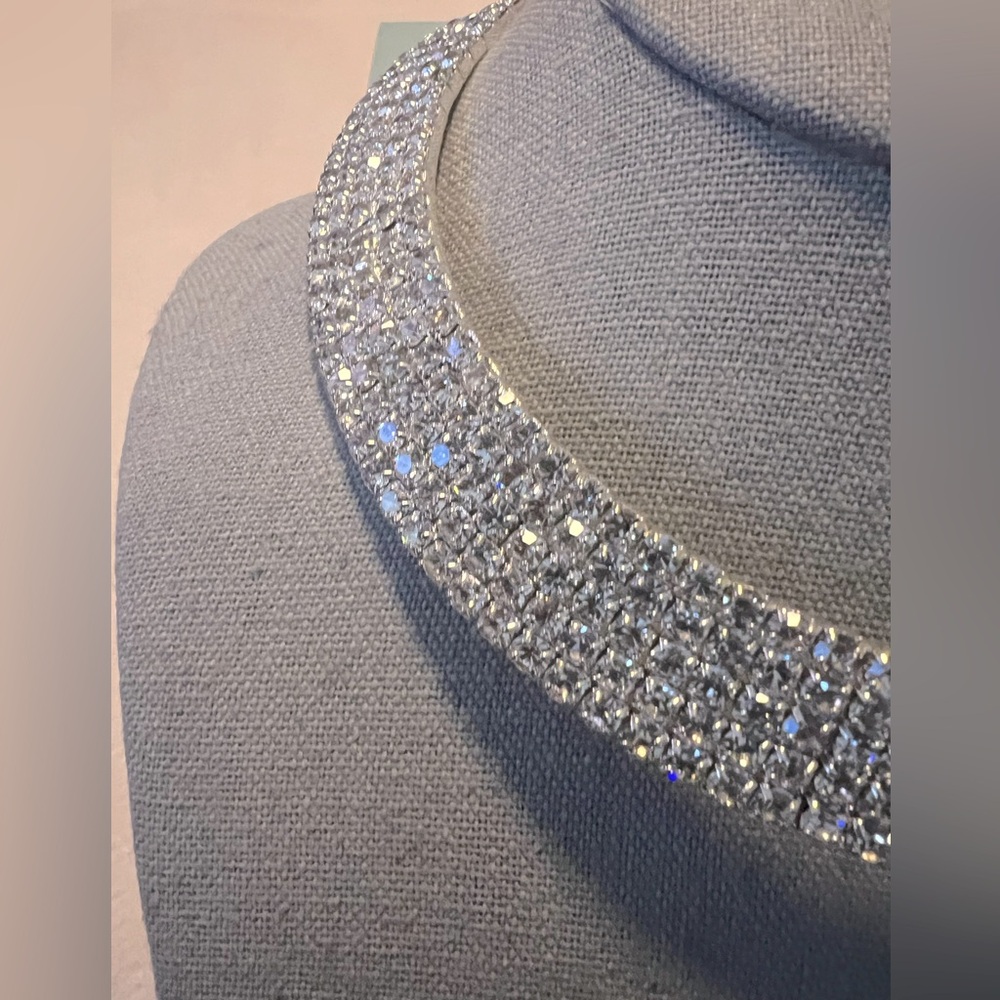 Elegant Princess Rhinestone Choker Silver Necklace - Picture 4 of 6